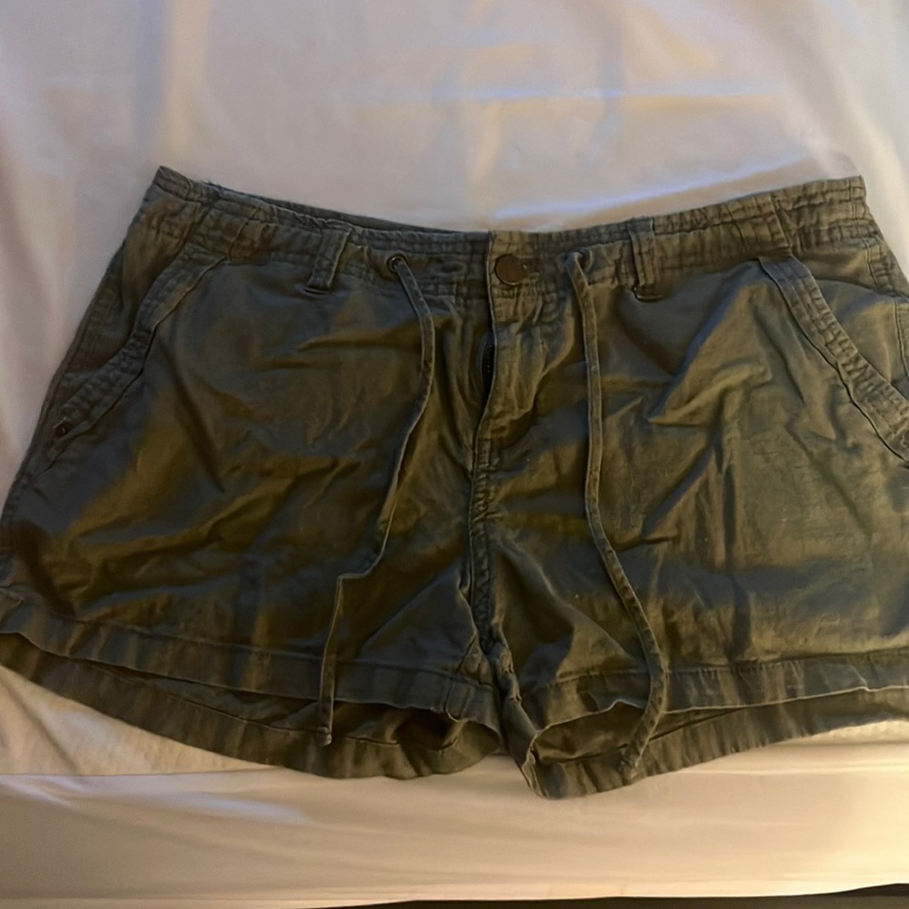 Olive Green Linen Shorts